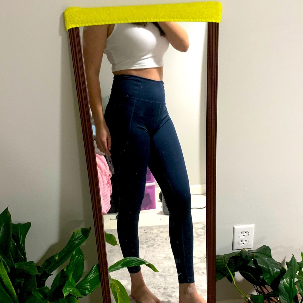 High rise navy leggings